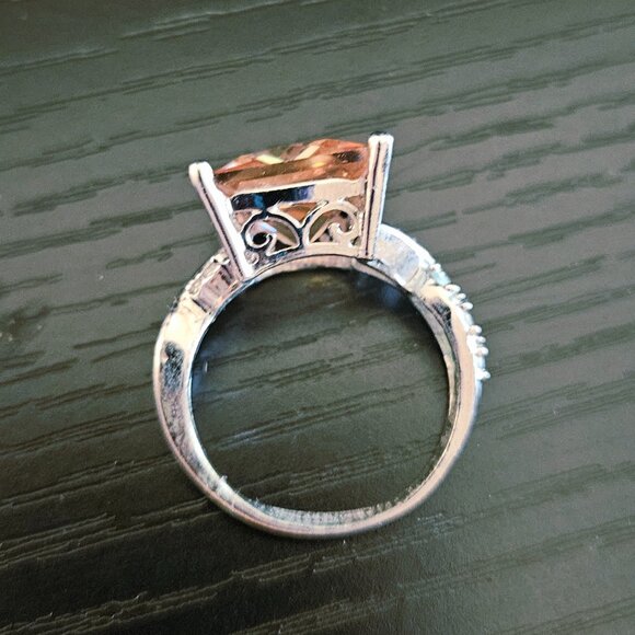 3/$15 Sterling silver ring with square orange gemstone - Picture 3 of 6